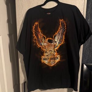 Harley-Davidson Black Tee with Fiery Eagle Design